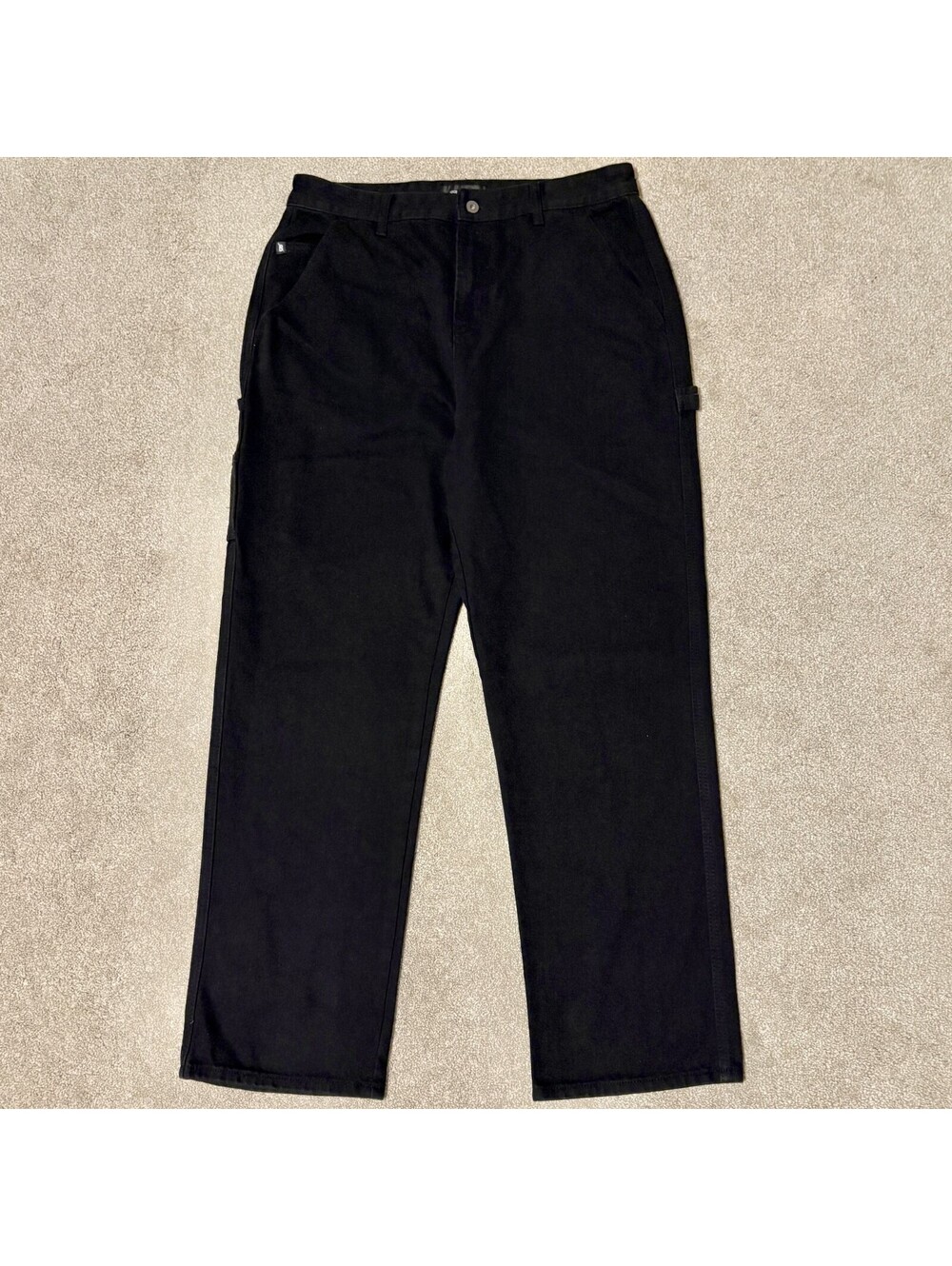 Broken Threads Denim Mens 34x32 Baggy Carpenter Jeans Black Relaxed Fit Grunge